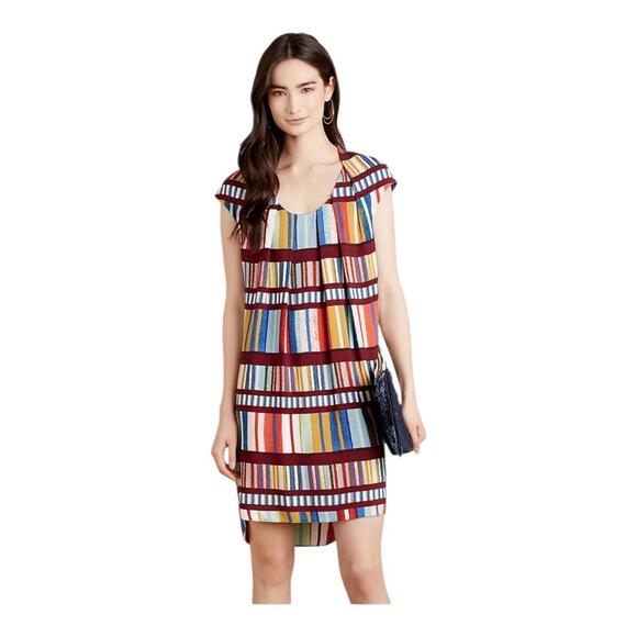 Anthropologie Maeve Au Revoir Shift Dress Abstract Multicolor Womens Size 14 - Picture 1 of 9